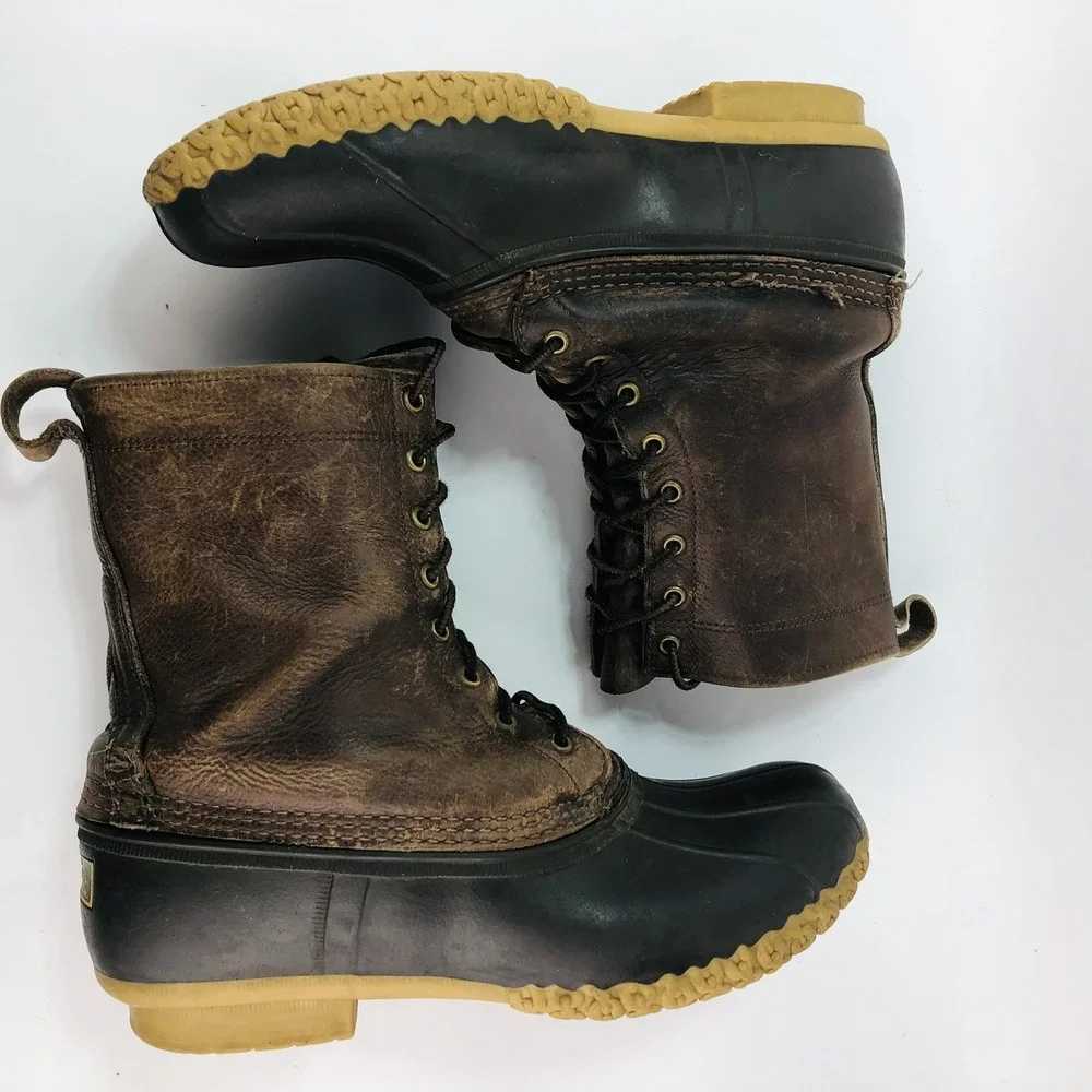 VTG LL Bean Mens 13 Wide Maine Hunting Shoe Duck Boots Leather Rubber MCM 60-70s